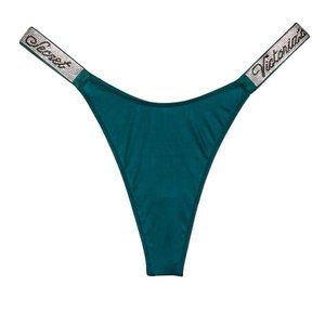 Victoria's Secret Shine Strap Thong Deepest Green